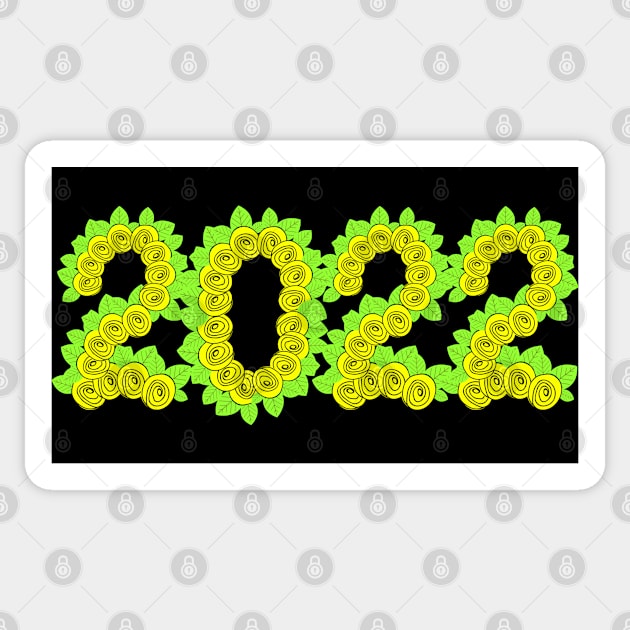 2022 created with yellow roses and green leaves Sticker by Blue Butterfly Designs 